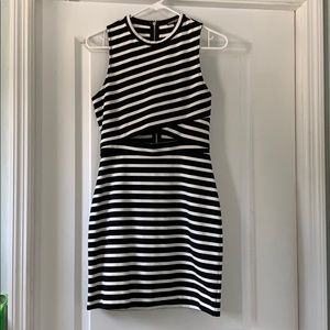 EXPRESS striped mini dress with cutout